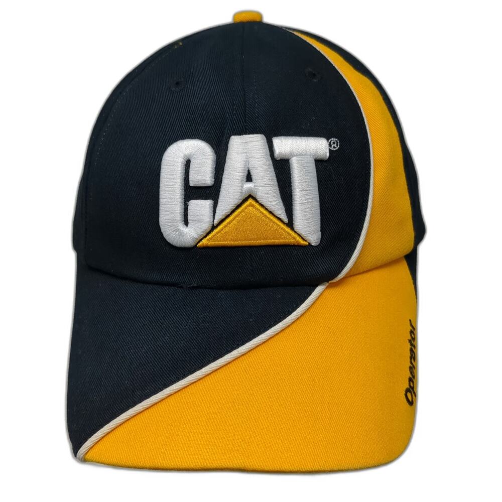 Caterpillar Baseball Cap Black Yellow White One Size Operator Logo Strapback Hat